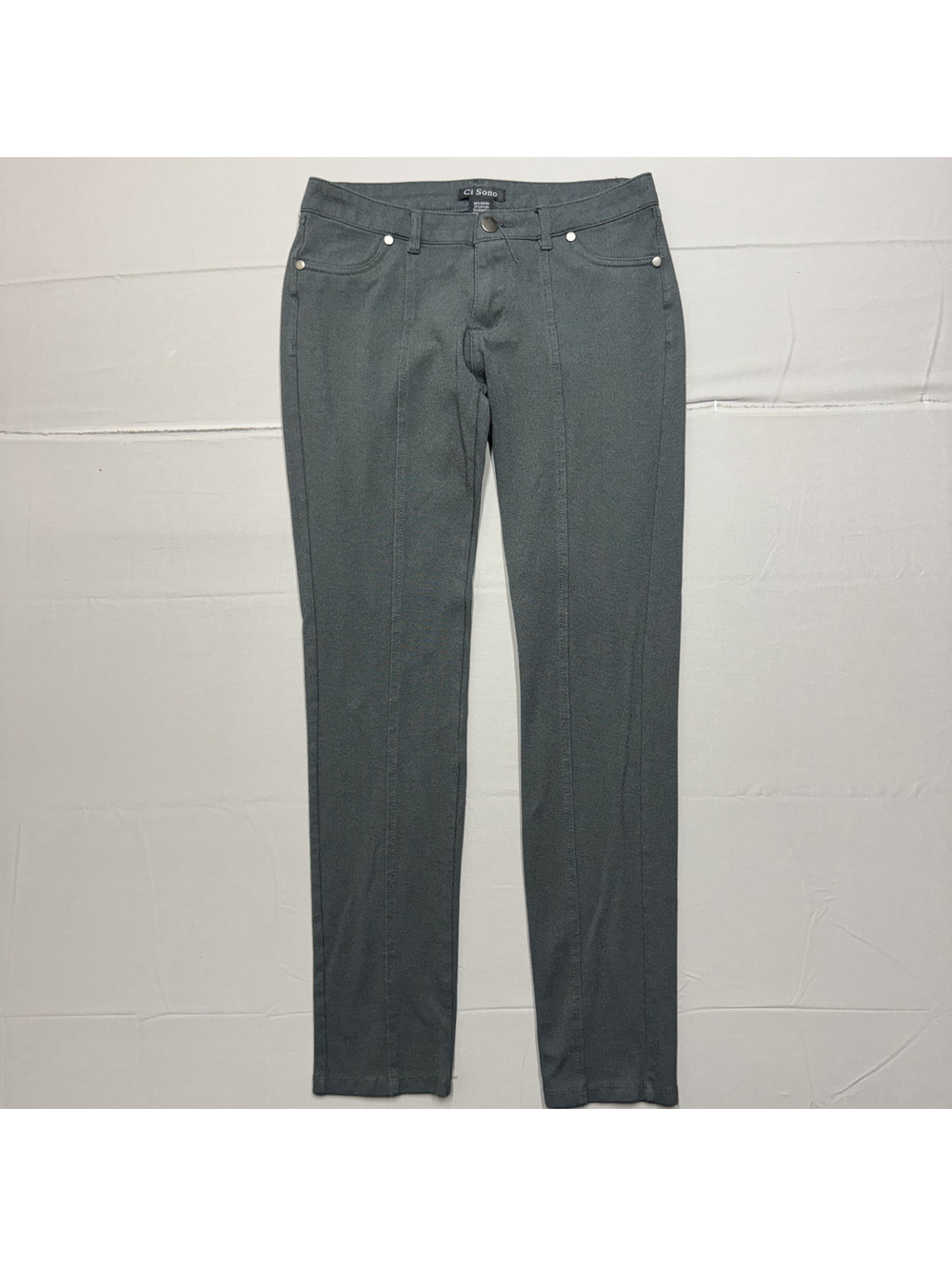 Ci Sono Womens Front Seam Skinny Pants Rayon Blend Size M Gray Stretch Workwear